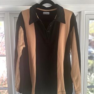 Mandinga Black & Tan Henley-Style Shirt - Size XL. 100% cotton.